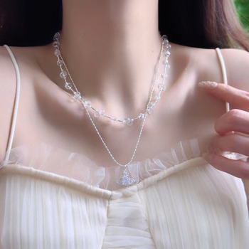 Sea of Flame geometriás nyaklánc ötvözetből, elektroplakálás, kulcscsont-lánc, medál vegyes kövekkel