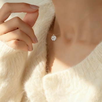 Colier din argint 925 cu lanț încrucișat, pandant geometric Mermaid Tears, finisaj diamant