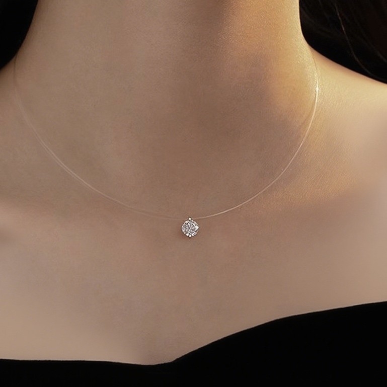 Colier din argint 925 cu lanț încrucișat, pandant geometric Mermaid Tears, finisaj diamant