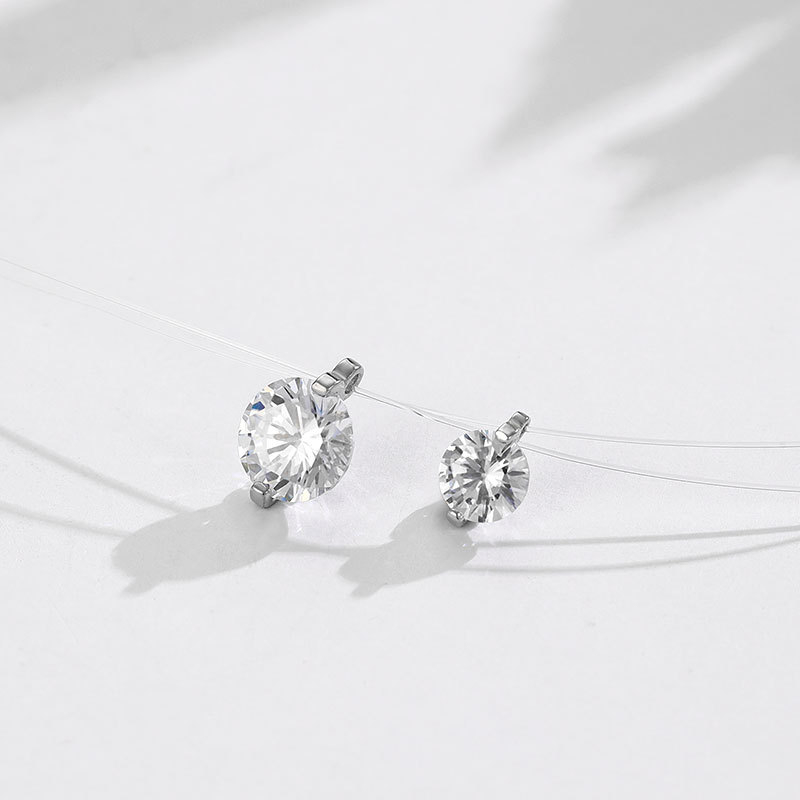 Colier din argint 925 cu lanț încrucișat, pandant geometric Mermaid Tears, finisaj diamant