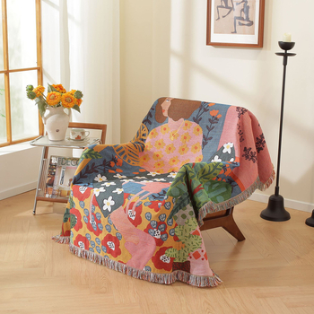 Husă de canapea pentru canapea cu un loc, model floral, stil Nordic, material poliester-bumbac