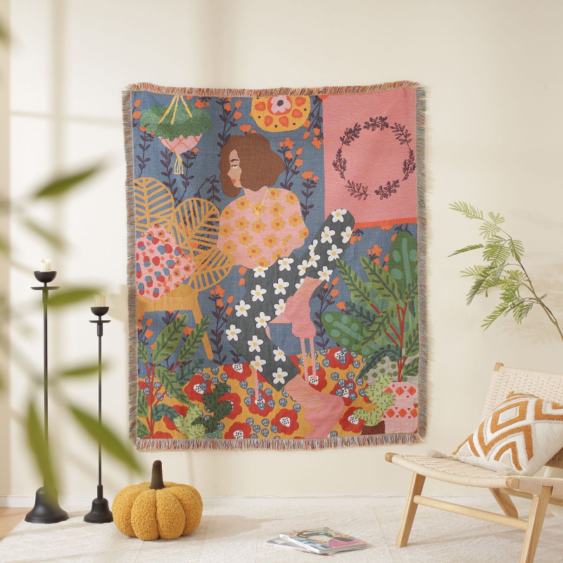 Husă de canapea pentru canapea cu un loc, model floral, stil Nordic, material poliester-bumbac