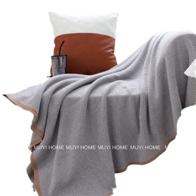 Cuvertură din bumbac, dungată, 800–999 g, pentru sufragerie și canapea, potrivită pentru orice sezon