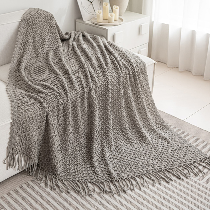 Morandi cuvertură tricotată - fibră acrilică premium, 800–999 g, model plante și flori, pentru toate sezoanele, stil lux ușor