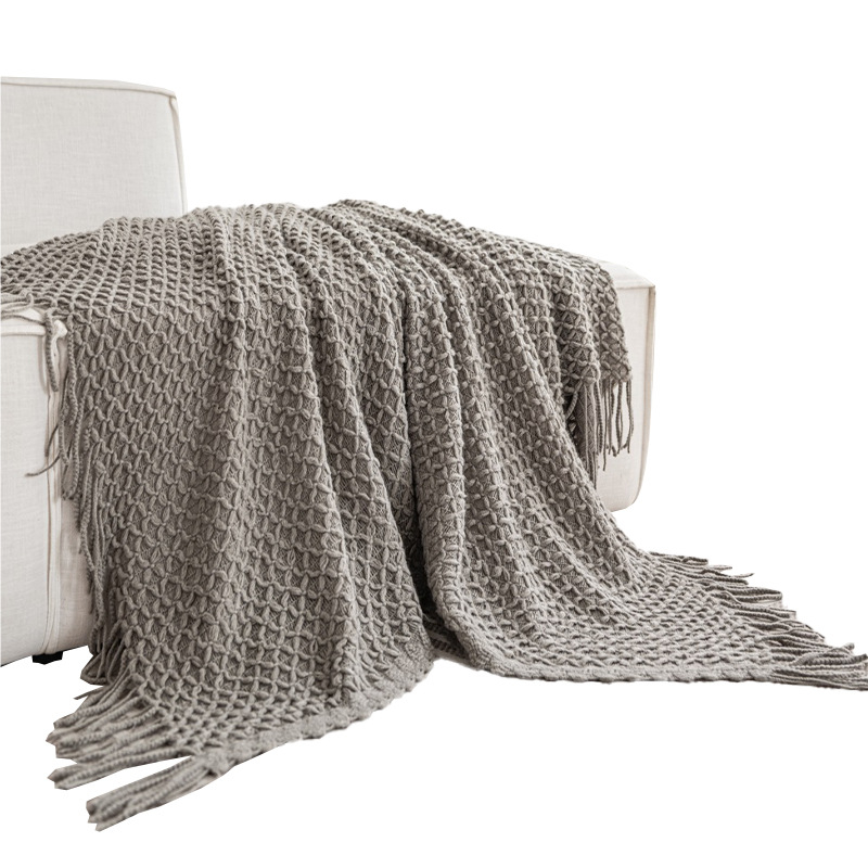 Morandi cuvertură tricotată - fibră acrilică premium, 800–999 g, model plante și flori, pentru toate sezoanele, stil lux ușor