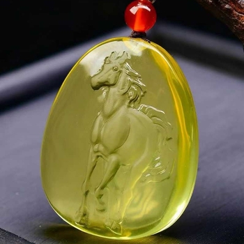 Citrin ovális medállal ellátott nyaklánc, gravírozott, kínai stílus, irodalmi retro