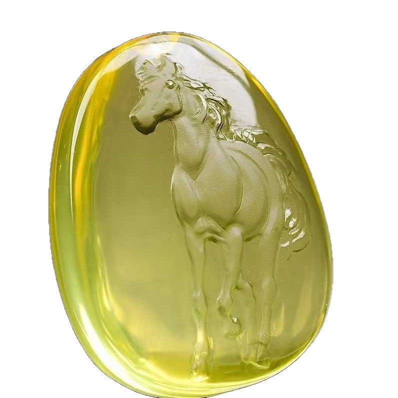 Citrin ovális medállal ellátott nyaklánc, gravírozott, kínai stílus, irodalmi retro