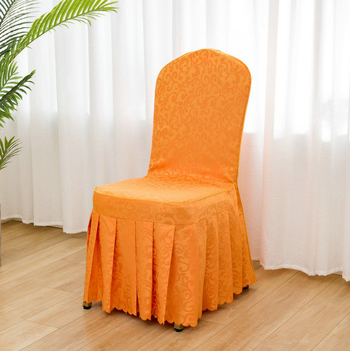 Husa de scaun jacquard din poliester-bumbac, 100% fibră poliester, stil nunți, pentru uz hotelier, model flori/iarbă/frunze