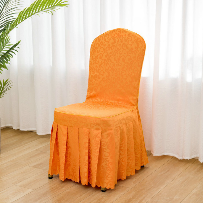 Husa de scaun jacquard din poliester-bumbac, 100% fibră poliester, stil nunți, pentru uz hotelier, model flori/iarbă/frunze