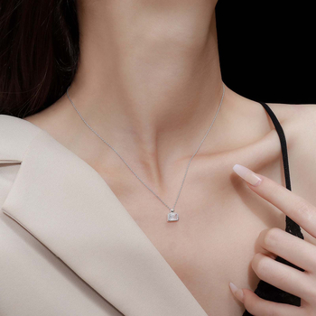 Colier din argint Sterling, design minimalist cu sticluță de parfum, pandantiv cristal, lanț încrucișat, lungime 41–50 cm