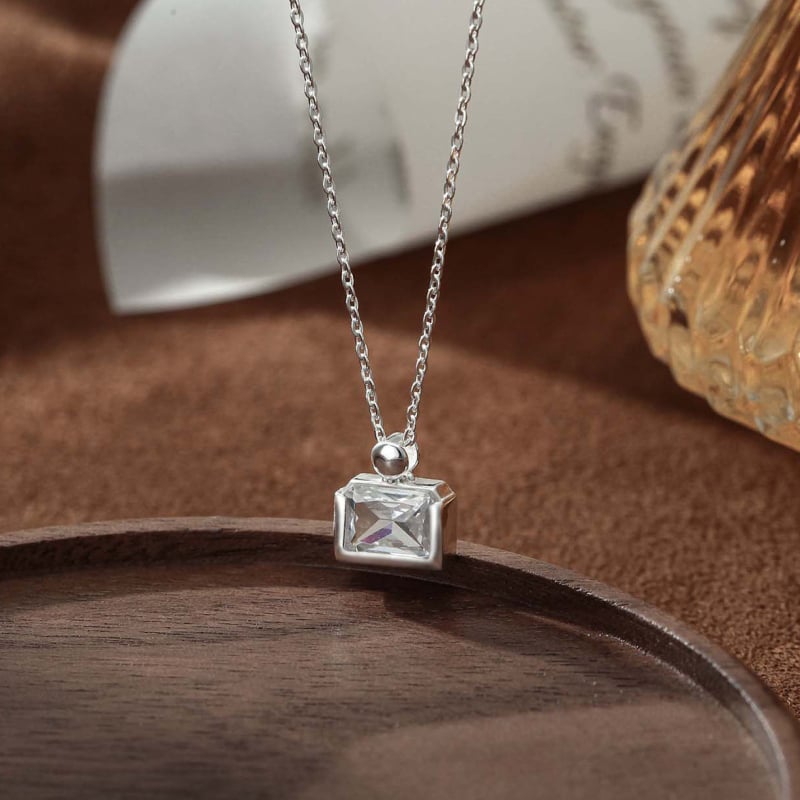 Colier din argint Sterling, design minimalist cu sticluță de parfum, pandantiv cristal, lanț încrucișat, lungime 41–50 cm