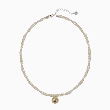 Colier pentru femei, lanț cu perle, multistrat, formă de stea, încrustare cu pietre mixte, cupru placat electrochimic, greutate 25 g