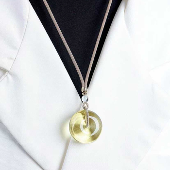 Ogrlica od kristalnog citrina, gravirani privjesak, oblik 112815, jednostavan stil