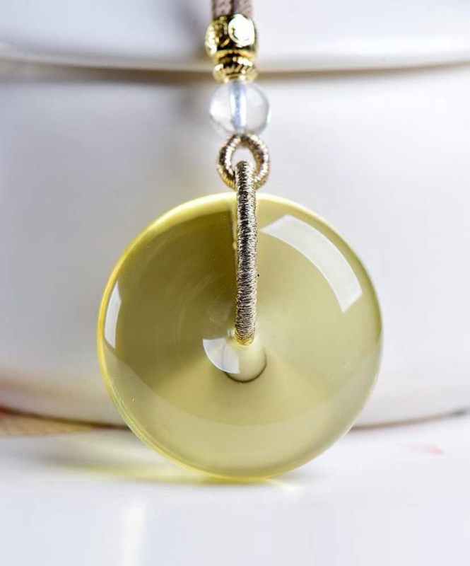 Ogrlica od kristalnog citrina, gravirani privjesak, oblik 112815, jednostavan stil