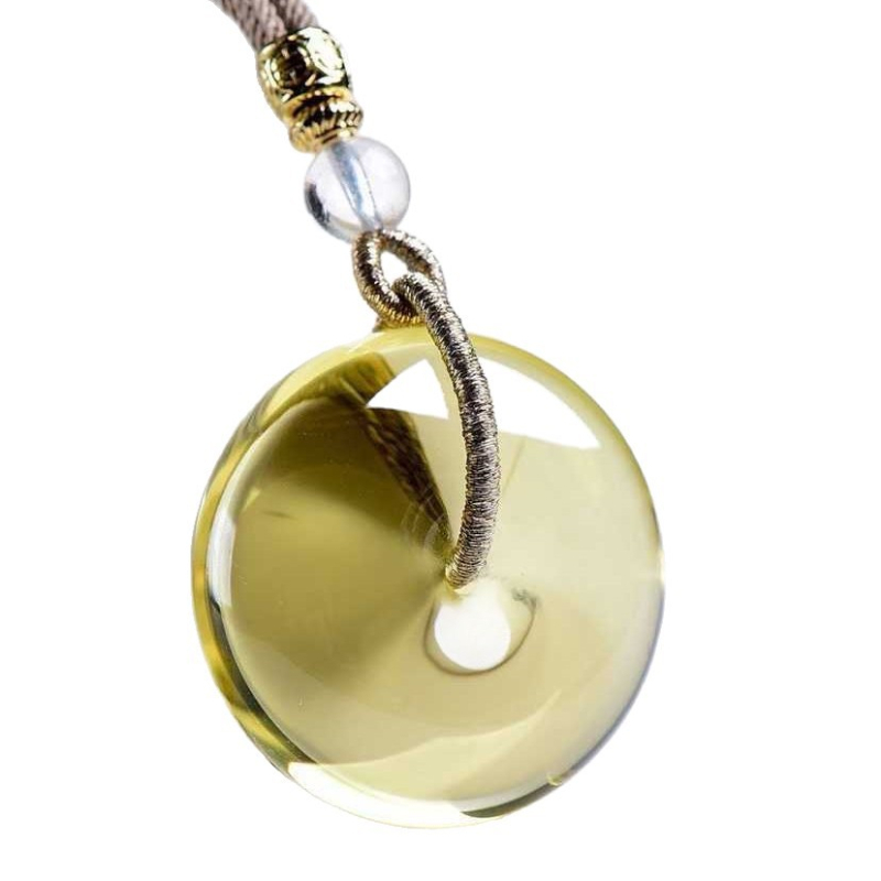Ogrlica od kristalnog citrina, gravirani privjesak, oblik 112815, jednostavan stil