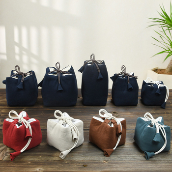 Teaceremónia kiegészítő készlet vászon tároló tasakkal, logó nyomtatott, Ten brocade, 30–70 g, OPP csomagolás