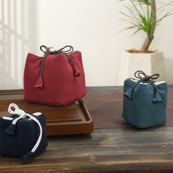 Teaceremónia kiegészítő készlet vászon tároló tasakkal, logó nyomtatott, Ten brocade, 30–70 g, OPP csomagolás