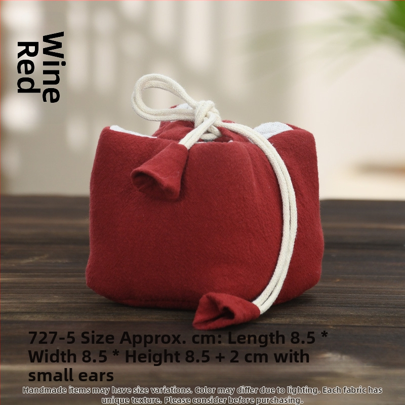 Teaceremónia kiegészítő készlet vászon tároló tasakkal, logó nyomtatott, Ten brocade, 30–70 g, OPP csomagolás