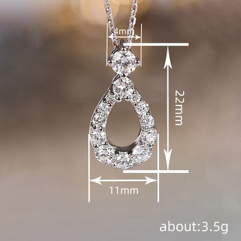 Colier din cupru cu design geometric în formă de picătură, montură cu zirconiu, lanț tip O, circumferință 21–50 cm