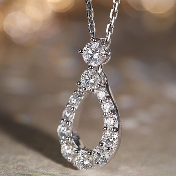 Colier din cupru cu design geometric în formă de picătură, montură cu zirconiu, lanț tip O, circumferință 21–50 cm