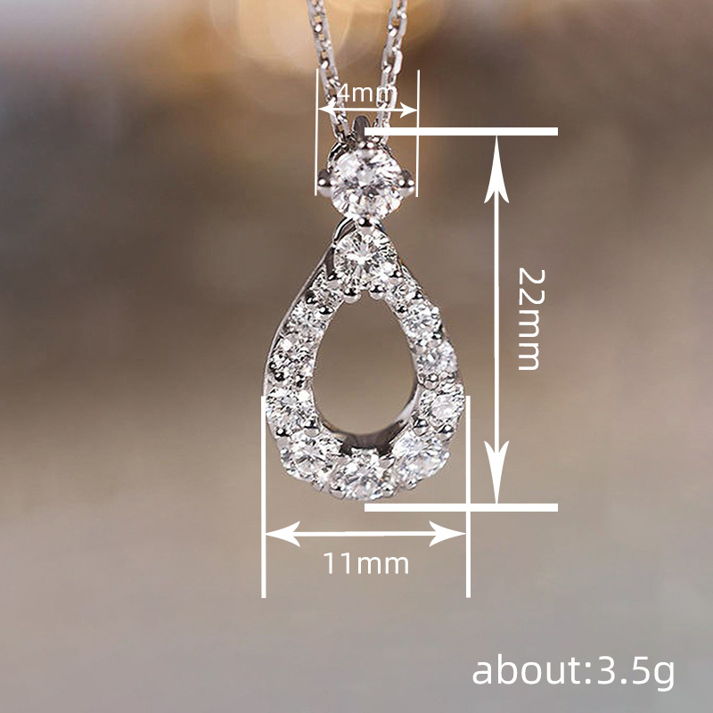 Colier din cupru cu design geometric în formă de picătură, montură cu zirconiu, lanț tip O, circumferință 21–50 cm