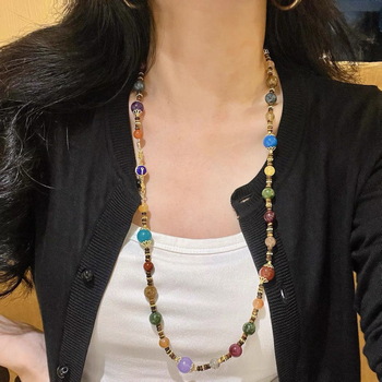 Geometriai réz-cirkon nyaklánc kézzel készített, 18K arany medállal, uniszex