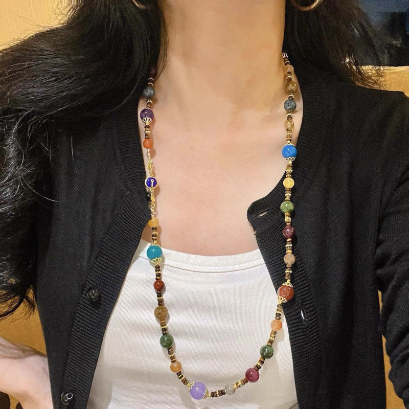 Geometriai réz-cirkon nyaklánc kézzel készített, 18K arany medállal, uniszex