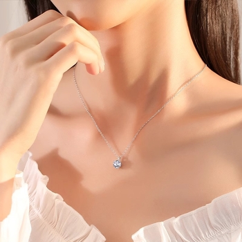 Moissanitni ogrlica od srebra 925, 1 ct, šestokraki držač, O-lanac, za žene