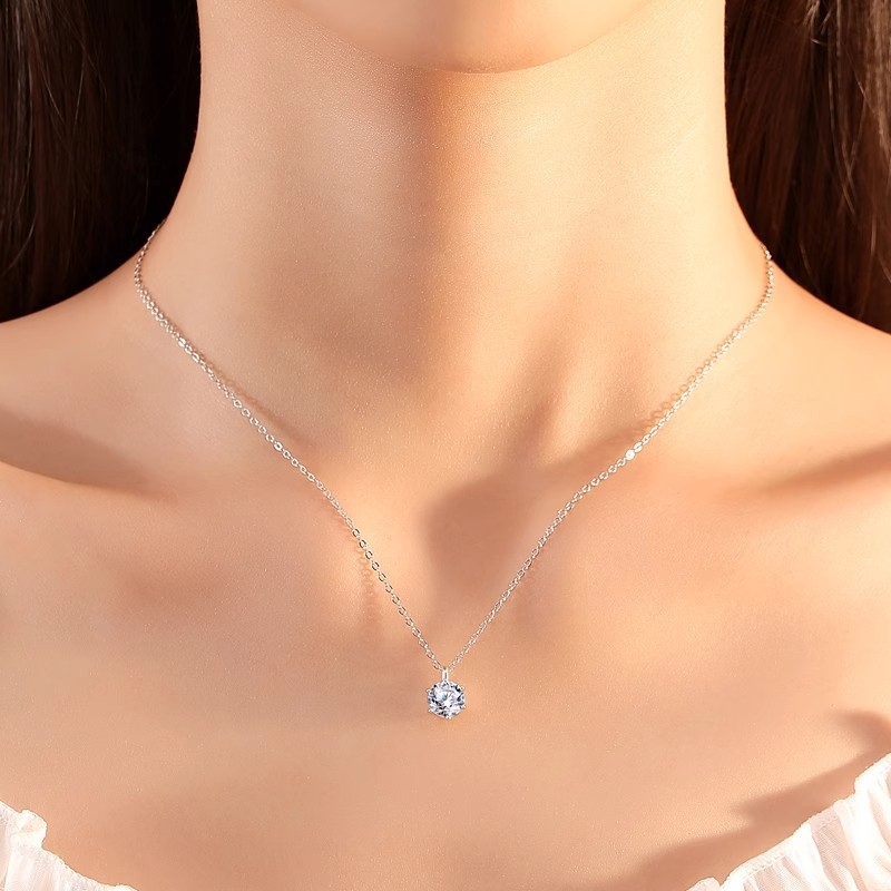 Moissanitni ogrlica od srebra 925, 1 ct, šestokraki držač, O-lanac, za žene