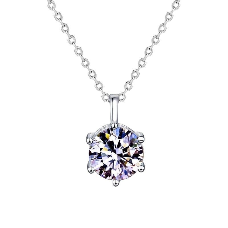 Moissanitni ogrlica od srebra 925, 1 ct, šestokraki držač, O-lanac, za žene