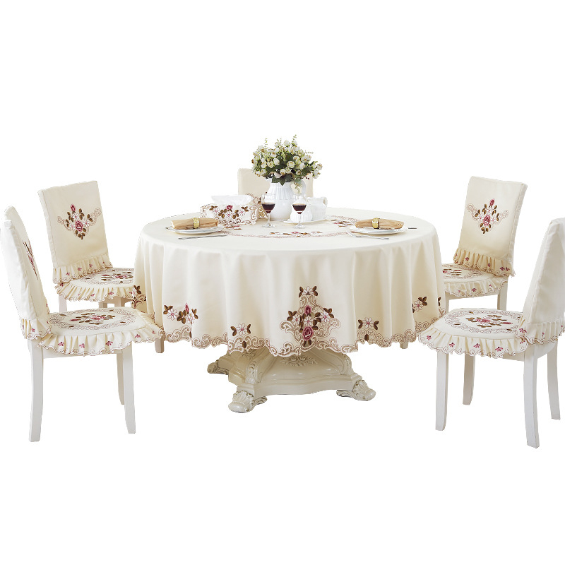 Xintong Krug stolnjak – 100% poliester, kružni oblik, kućna uporaba, europski stil, set s rotirajućom podlogom