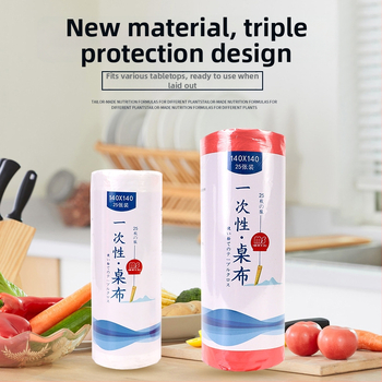 Egyszer használatos asztalterítő rolban, műanyagból (PE), téglalap alakú, 0.7 vastagság, olaj- és folyadékálló