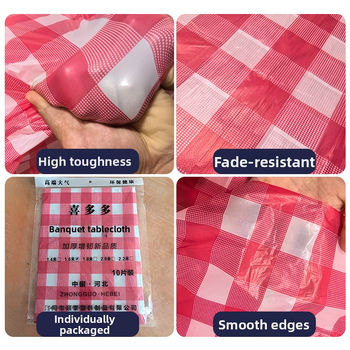 Egyszer használatos műanyag asztalterítő, kör alakú, 0,03 mm, rácsos mintázat, modern egyszerű stílus