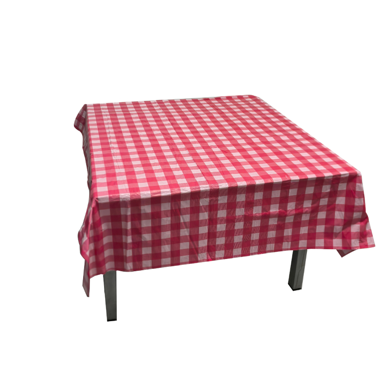 Egyszer használatos műanyag asztalterítő, kör alakú, 0,03 mm, rácsos mintázat, modern egyszerű stílus