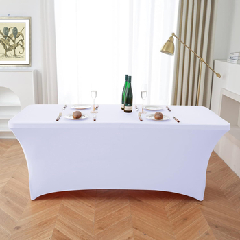 Rugalmas poliészter asztalterítő, téglalap alakú, szorosan illeszkedő bankett és hotel asztalokhoz; csúszásmentes, kopásálló, porálló, hőálló