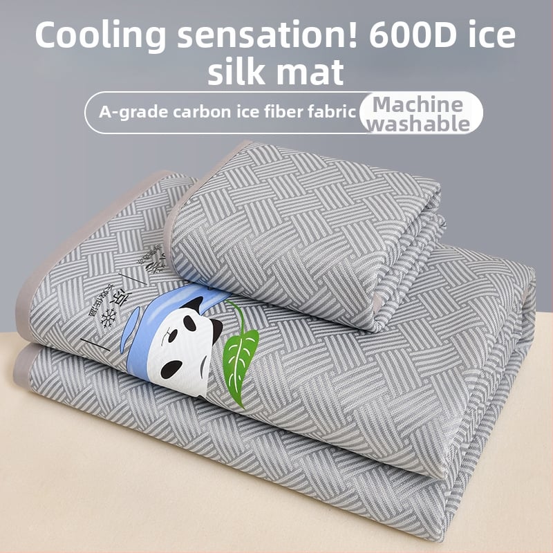 Trīsdaļīgs ledus zīda dzesējošs paklājiņš vasarai – saliekams, mazgājams veļas mašīnā, ar drukāto dizainu