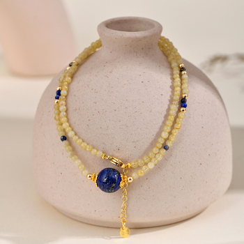 Ogrlica za ključnu kost s geometrijskim privjeskom od lapis lazuli i kristalnih akcenata, ručna izrada, cirkon lanac, višeslojni dizajn