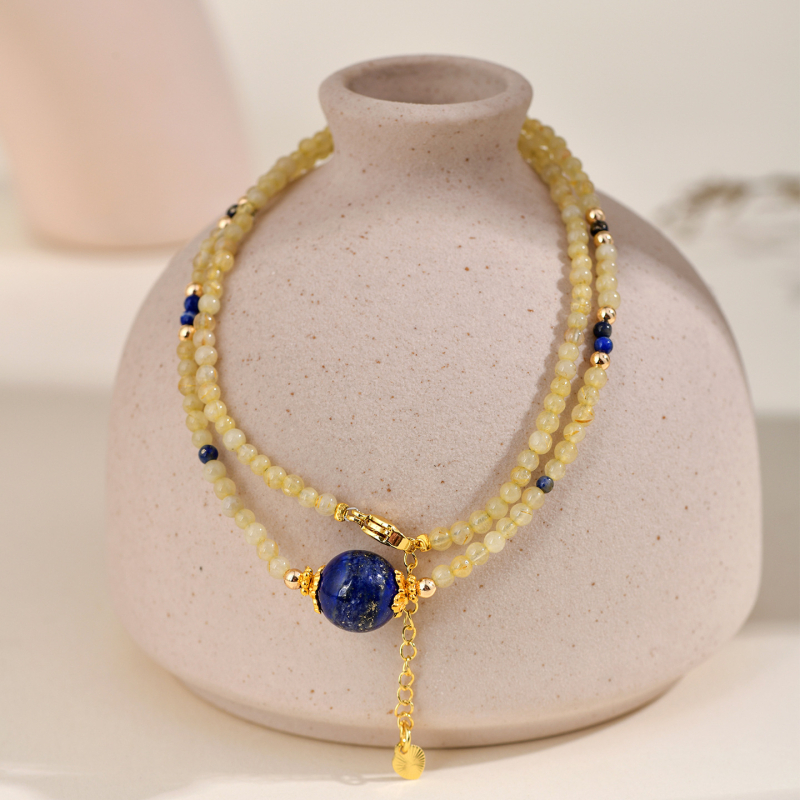Ogrlica za ključnu kost s geometrijskim privjeskom od lapis lazuli i kristalnih akcenata, ručna izrada, cirkon lanac, višeslojni dizajn