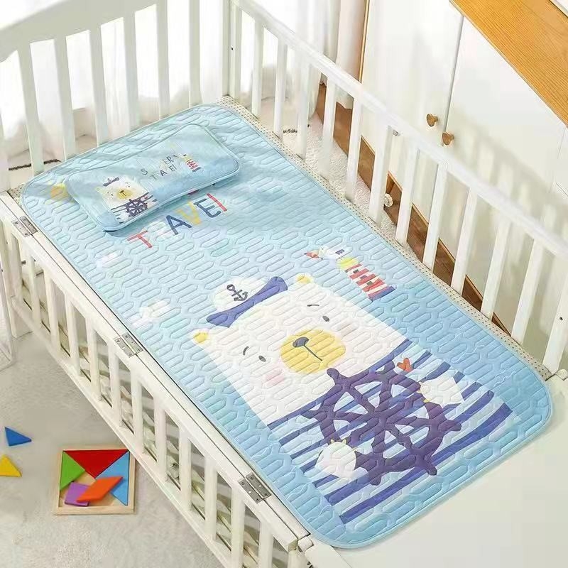 Bērnu latexa vēsojošs matu komplekts – salokāms, mazgājams veļas mazgājamā mašīnā, drukāts dizains, trīs daļas, lateksa saturs 70–80%