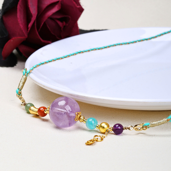 Μενταγιόν Jinyao με φυσικό αμέθυστο και πλευρικούς λίθους αμέθυστο και Νανχονγκ, απλό στυλ, συσκευασμένο μεμονωμένα