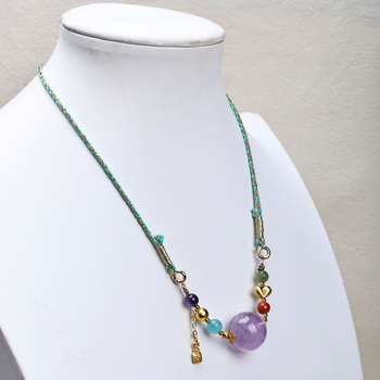 Μενταγιόν Jinyao με φυσικό αμέθυστο και πλευρικούς λίθους αμέθυστο και Νανχονγκ, απλό στυλ, συσκευασμένο μεμονωμένα