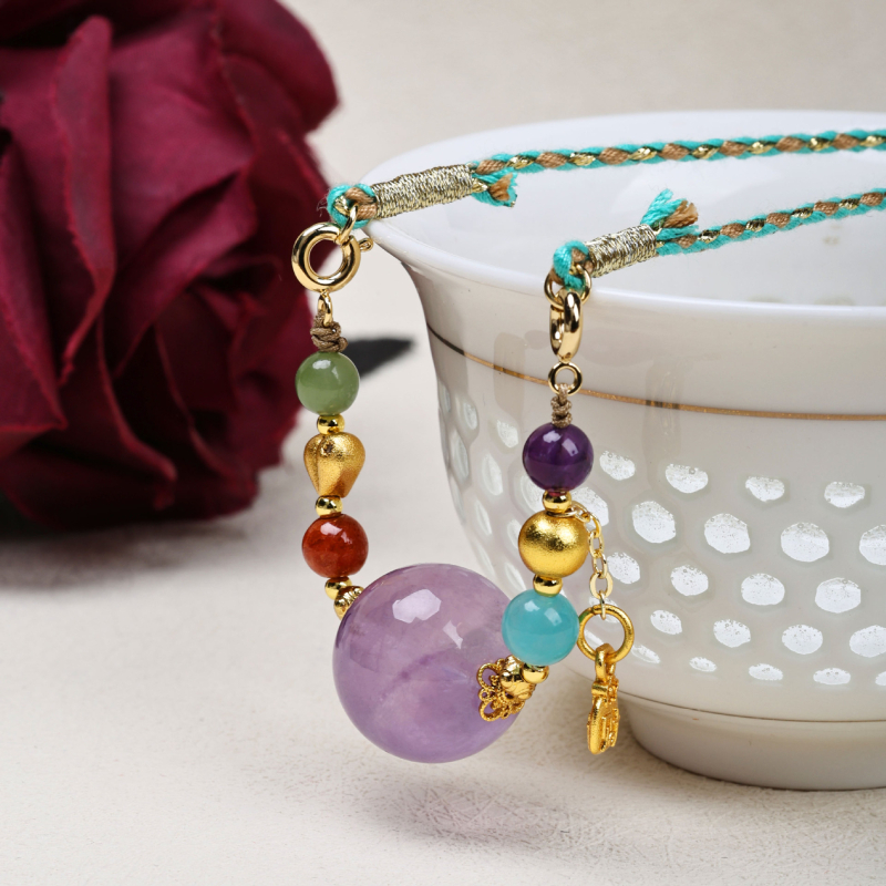 Μενταγιόν Jinyao με φυσικό αμέθυστο και πλευρικούς λίθους αμέθυστο και Νανχονγκ, απλό στυλ, συσκευασμένο μεμονωμένα