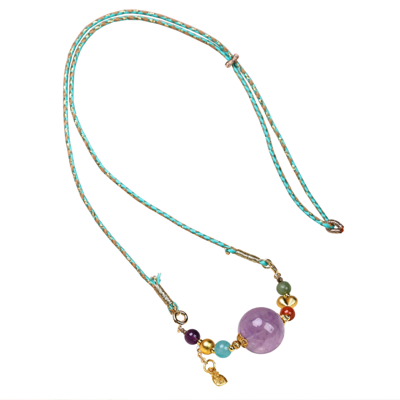 Μενταγιόν Jinyao με φυσικό αμέθυστο και πλευρικούς λίθους αμέθυστο και Νανχονγκ, απλό στυλ, συσκευασμένο μεμονωμένα