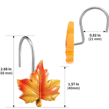12 gab. rezīns dušas aizkaru āķi ar kļavas lapas rakstu, idilliskais stils