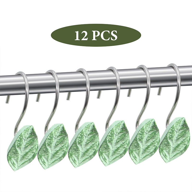 Dušas aizkaru āķi – lapu formas sveķi, mūsdienīgs minimālisma stils, X601