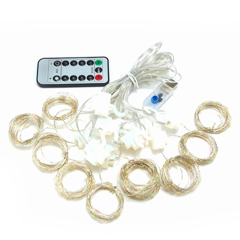 Függönylámpa rézdrótból, távirányítóval, 200 lm, 5V, IP65, fényerő-szabályozható — QG300 modell