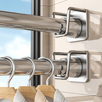 Teleskopski nosač zavjese s ljepilom – bez bušenja, od plastike, moderni minimalistički stil, nosivost do 1 kg