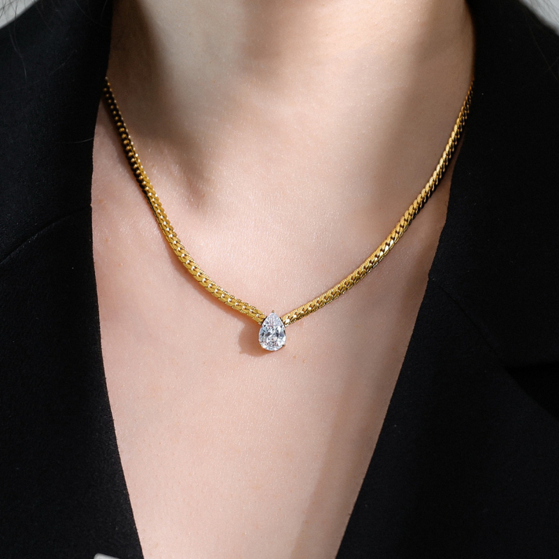 Ogrlica od titan čelika s elektropokovanjem 18K zlata, običan lanac, unisex