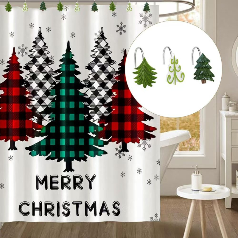 Kuke za tuš zavjese, smola, jednostruki kukasti, moderan minimalistički stil, šifra proizvoda Kesen