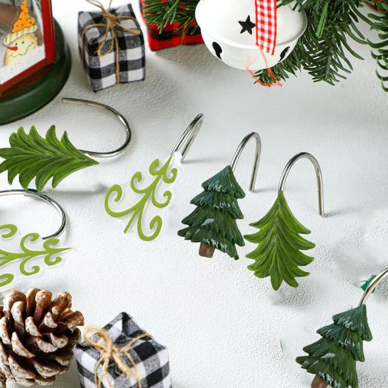 Kuke za tuš zavjese, smola, jednostruki kukasti, moderan minimalistički stil, šifra proizvoda Kesen